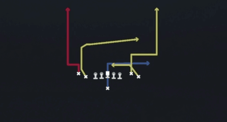 Play diagram for Out N Ups from Singleback Tight Flex in Madden 27