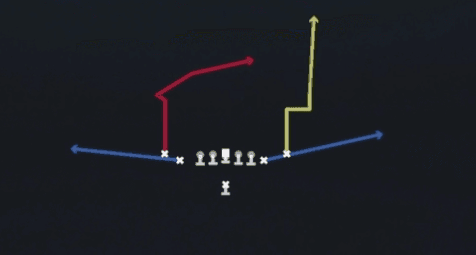 Play diagram for Double Move Cross from Singleback Tight Y Off in Madden 27