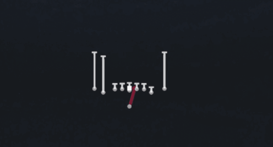 Play diagram for HB Dive from Singleback Tight Y Off in Madden 27