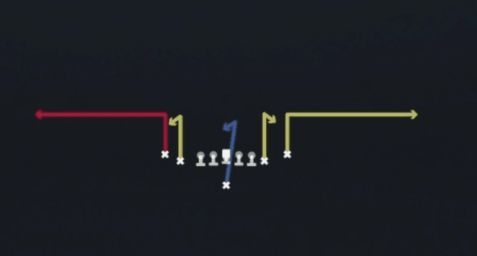 Play diagram for Stick Switch from Singleback Tight Y Off in Madden 27