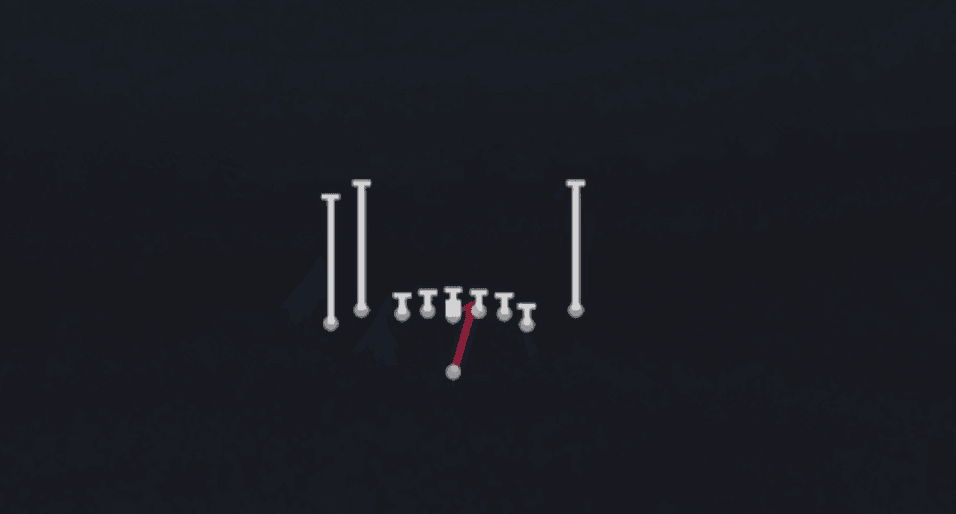 Play diagram for HB Dive from Singleback Tight Y Off Flex in Madden 27