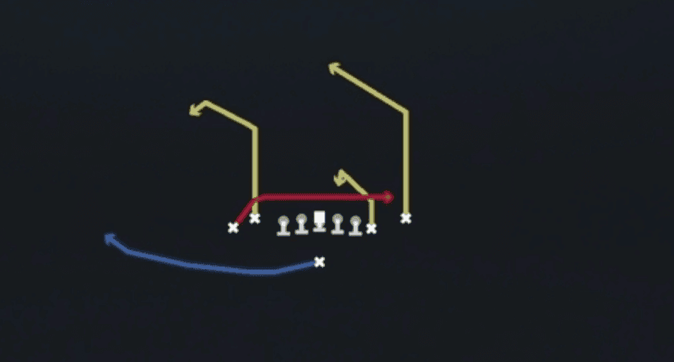 Play diagram for Shallow Cross from Singleback Tight Y Off Flex in Madden 27