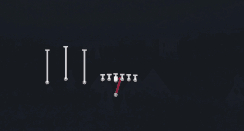 Play diagram for HB Dive from Singleback Trio in Madden 27
