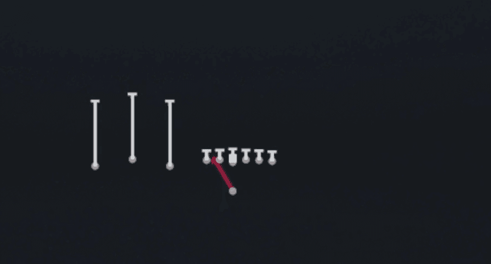 Play diagram for HB Zone Wk from Singleback Trio in Madden 27