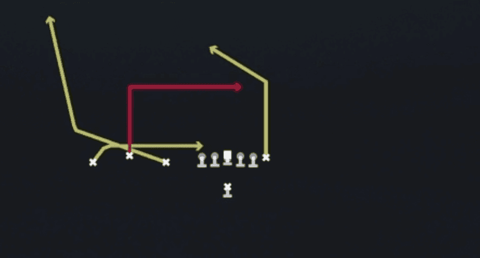 Play diagram for Shoot from Singleback Trio in Madden 27