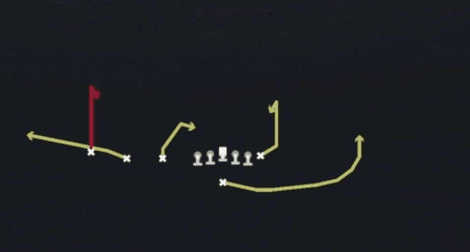 Play diagram for Curl Combo from Singleback Trips in Madden 27