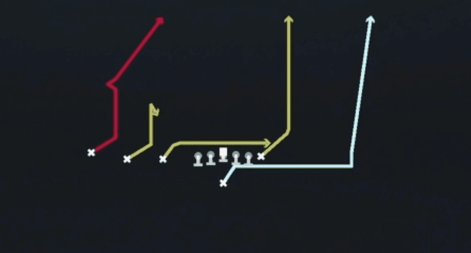 Play diagram for X Corner Post from Singleback Trips in Madden 27