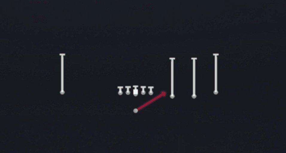 Play diagram for Wide Zone from Singleback Trips Open in Madden 27