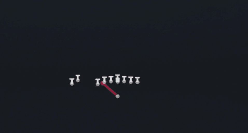 Play diagram for Inside Zone from Singleback U Off Stack in Madden 27