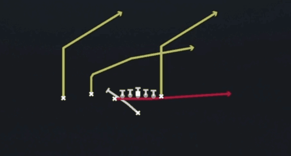 Play diagram for PA Boot Slide from Singleback U Off Trio in Madden 27