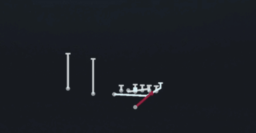 Play diagram for Motion Power from Singleback U Off Trips in Madden 27