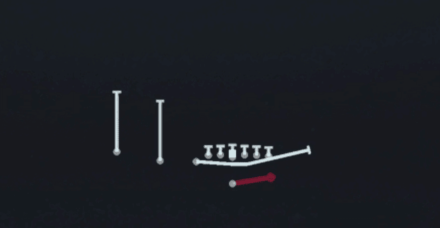 Play diagram for Mtn Zone Toss from Singleback U Off Trips in Madden 27