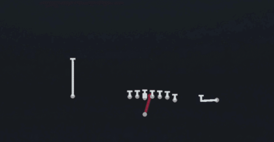 Play diagram for Mtn HB Dive from Singleback Wing in Madden 27