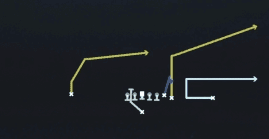 Play diagram for Mtn PA Boot from Singleback Wing in Madden 27