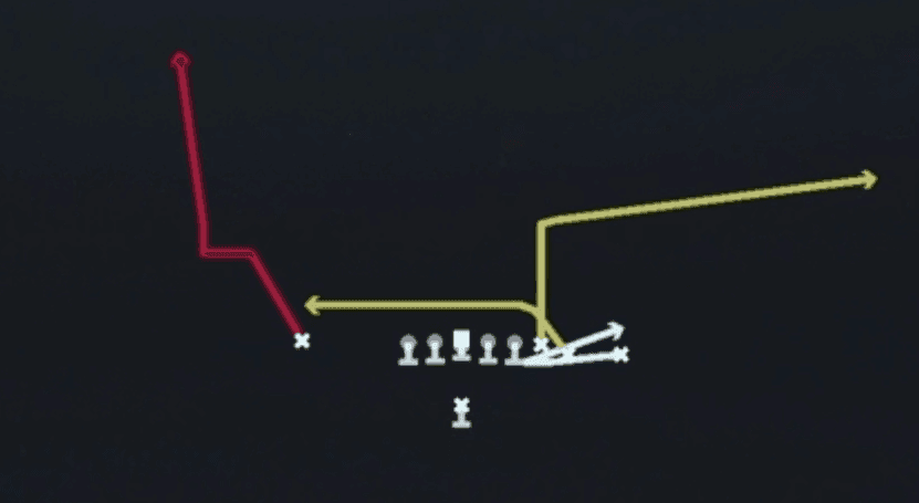 Play diagram for Mtn Out N Up from Singleback Wing Close in Madden 27