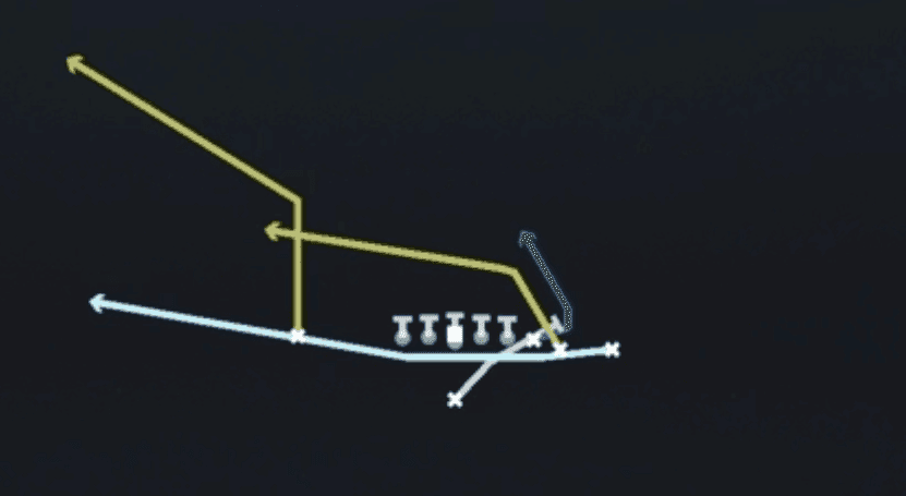 Play diagram for Mtn PA Z Slide from Singleback Wing Close in Madden 27