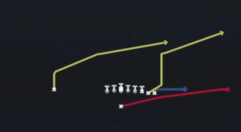 Play diagram for PA Sprint HB Flat from Singleback Wing Pair in Madden 27