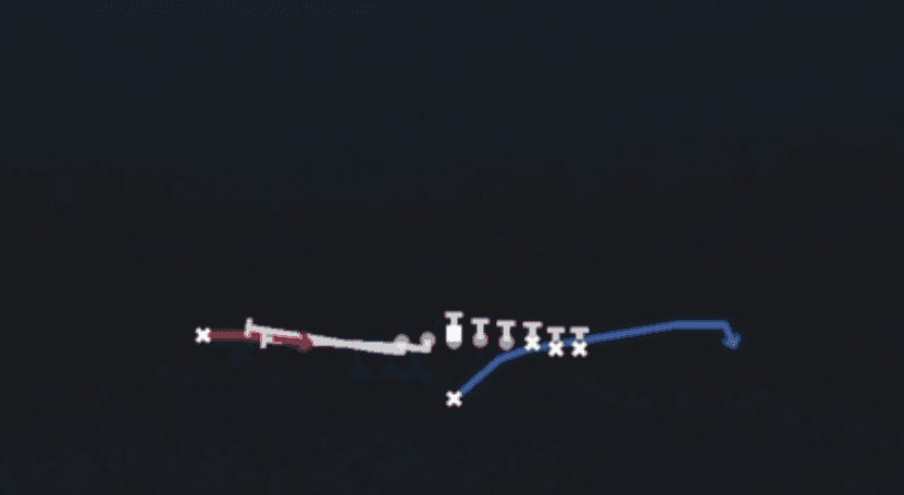 Play diagram for Stretch WR Screen from Singleback Wing Pair in Madden 27