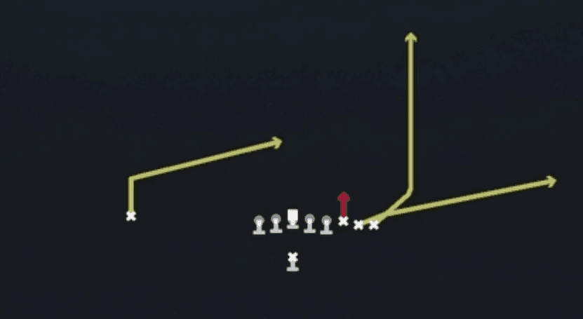 Play diagram for Y Stick from Singleback Wing Pair in Madden 27
