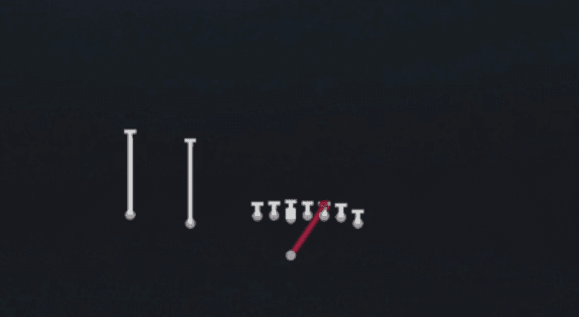 Play diagram for HB Misdirection from Singleback Wing Slot in Madden 27