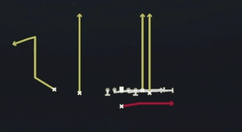 Play diagram for HB Slip Screen from Singleback Wing Slot in Madden 27