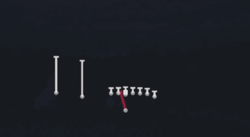 Play diagram for HB Zone Wk from Singleback Wing Slot in Madden 27
