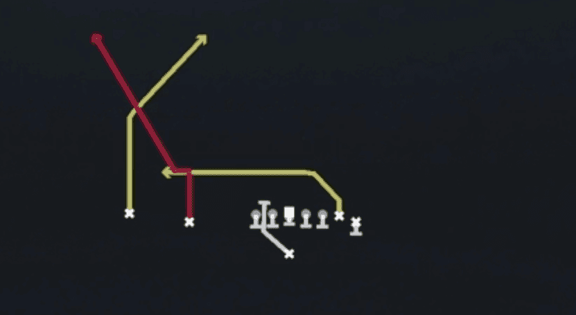 Play diagram for PA Slot N Go from Singleback Wing Slot in Madden 27
