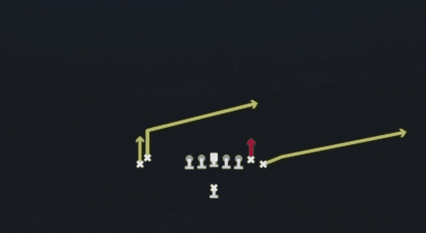 Play diagram for Y Stick from Singleback Wing Stack in Madden 27