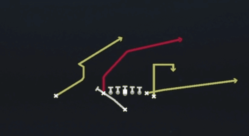 Play diagram for PA Boot from Singleback Wing Tight in Madden 27