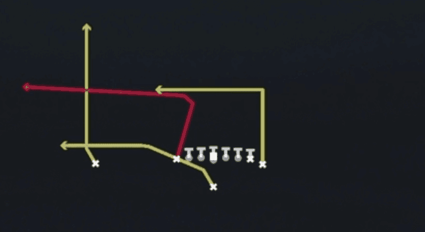 Play diagram for PA Flood from Singleback Wing Tight in Madden 27