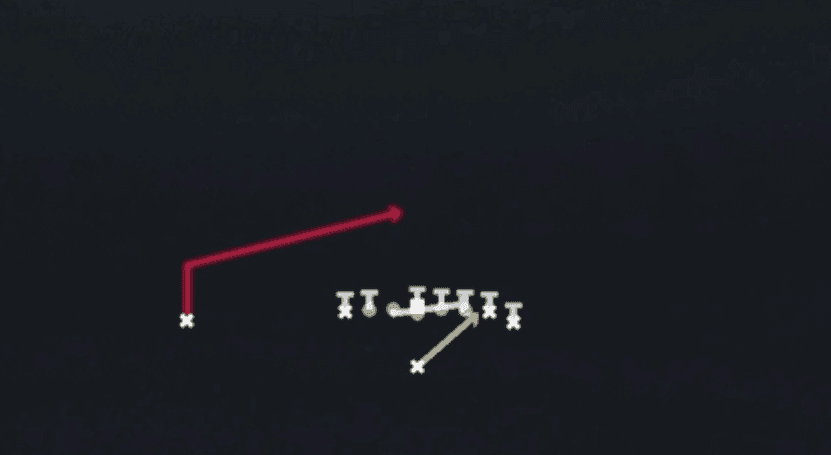 Play diagram for Power Alert X Lookie from Singleback Wing Tight in Madden 27