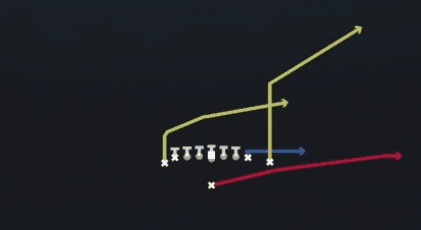 Play diagram for PA Sprint HB Flat from Singleback Wing Tight Left in Madden 27