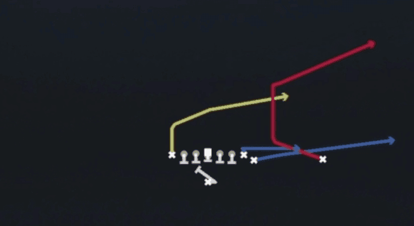 Play diagram for PA Rams Counter from Singleback Wing Tight Z in Madden 27