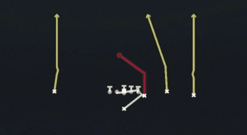 Play diagram for PA Y Glance from Singleback Y Off Trio in Madden 27
