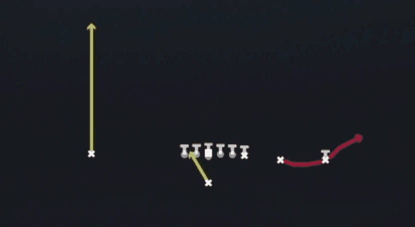 Play diagram for HB Zone Wk Alert Bubble from Singleback Y Trips in Madden 27