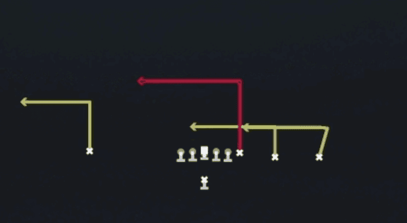 Play diagram for Levels Switch from Singleback Y Trips in Madden 27