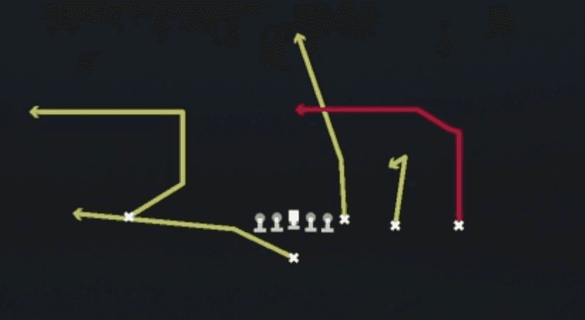Play diagram for Salem from Singleback Y Trips in Madden 27