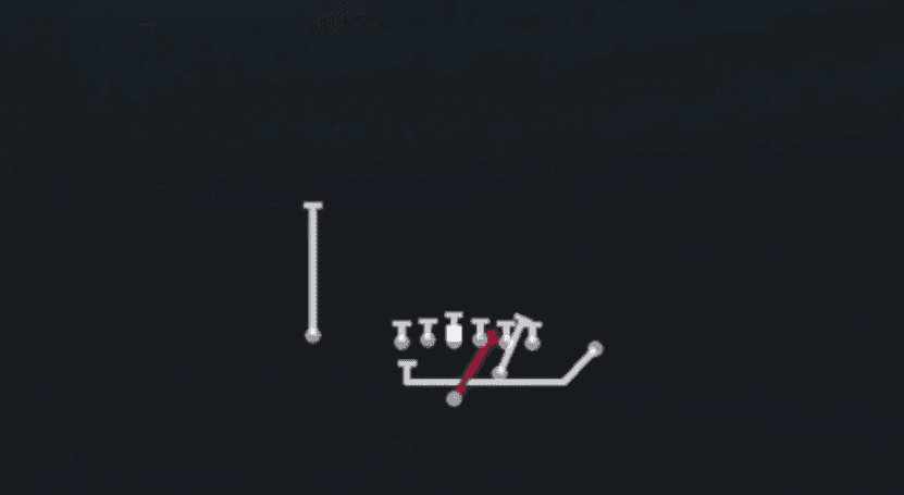 Play diagram for HB Slash Fk End Arnd from Strong I Close in Madden 27