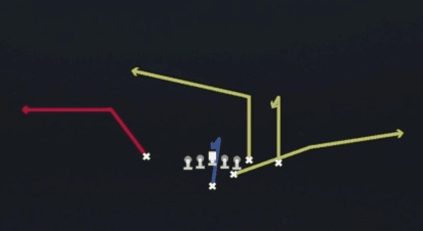 Play diagram for WR Out from Strong I Close in Madden 27