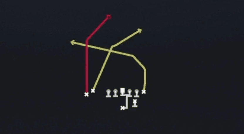 Play diagram for PA Lead Draw Shot from Strong I Close Flex in Madden 27