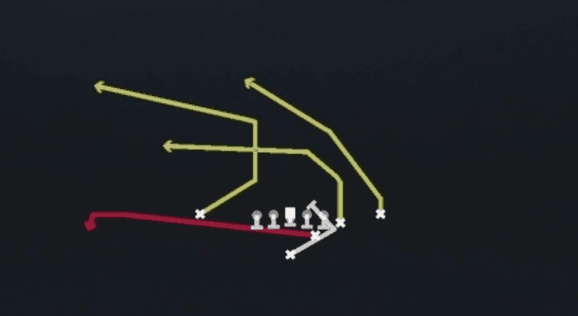 Play diagram for PA Slide from Strong I H Close Off in Madden 27