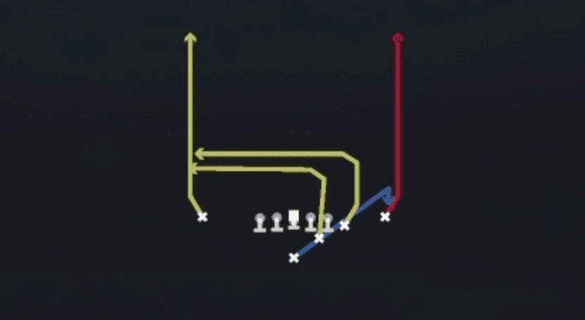 Play diagram for WR Go's from Strong I H Close Off in Madden 27