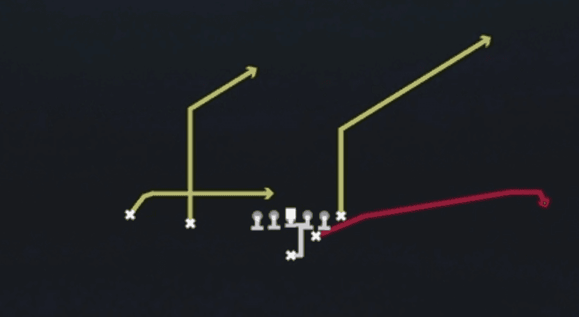 Play diagram for PA FB Flat from Strong I H Slot in Madden 27
