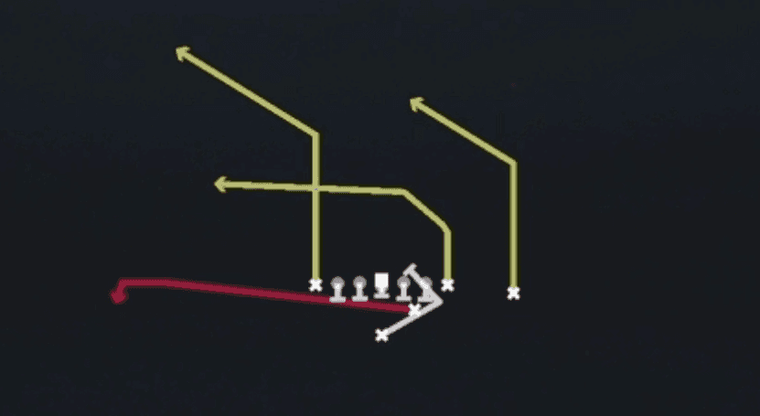 Play diagram for PA Slide from Strong I H Tight Close in Madden 27