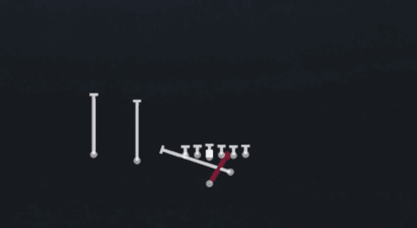 Play diagram for Inside Zone Split from Strong I Slot in Madden 27