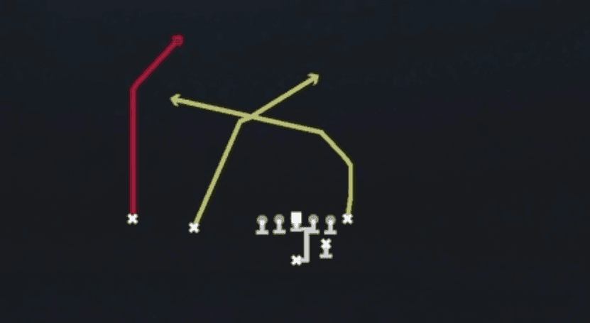 Play diagram for PA Lead Draw Shot from Strong I Slot in Madden 27