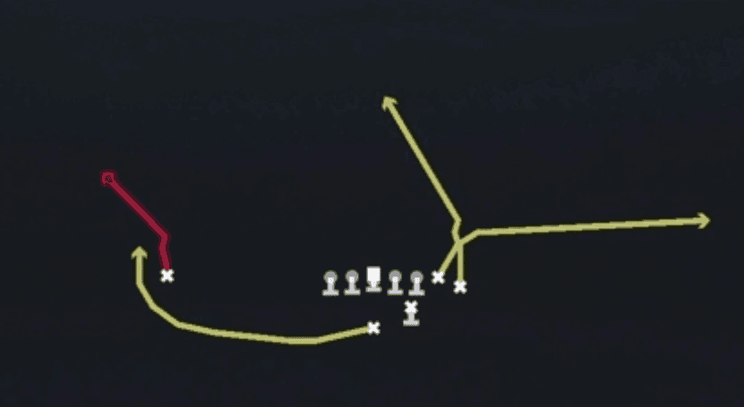 Play diagram for Goal Line Fade from Strong I Wing in Madden 27