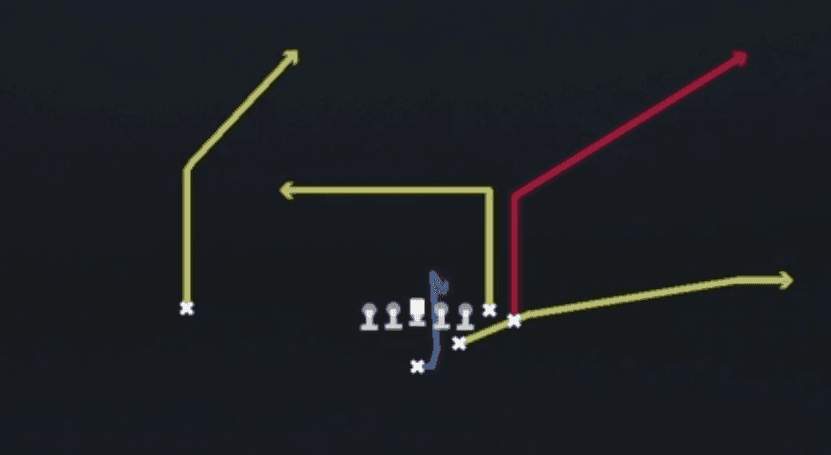 Play diagram for PA FB Flat from Strong I Wing in Madden 27