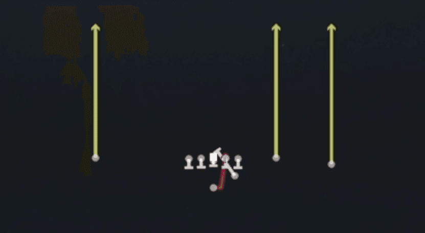 Play diagram for HB Draw from Strong I Y Open Flex in Madden 27