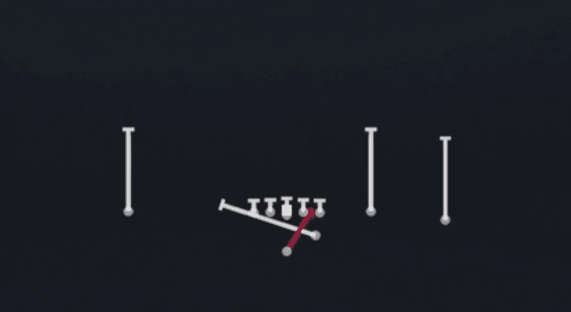 Play diagram for Inside Zone Split from Strong I Y Open Flex in Madden 27